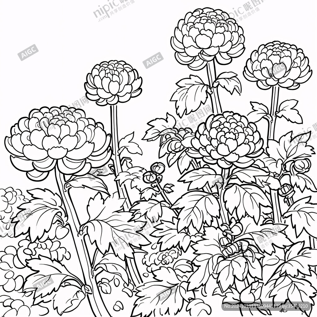 大丽花线描