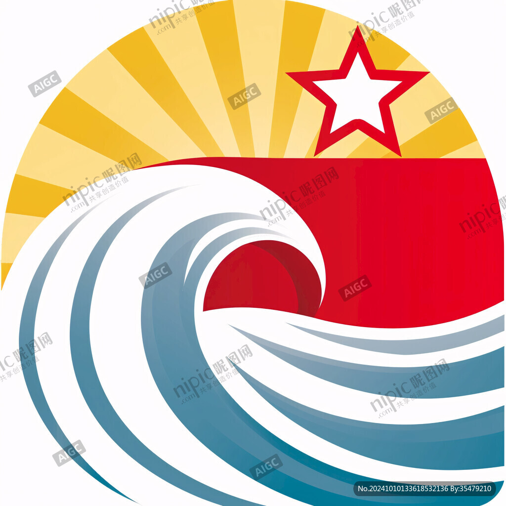 月亮星星海浪logo