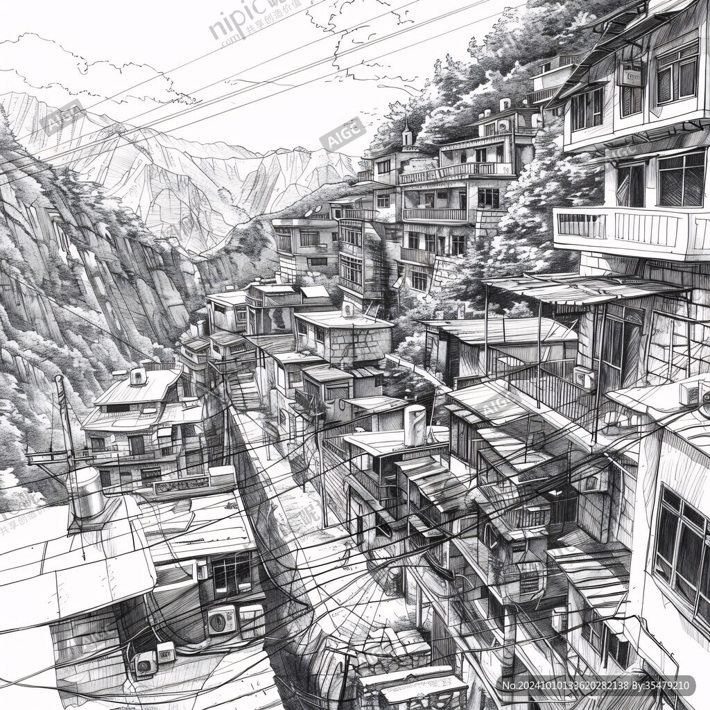 场景线稿