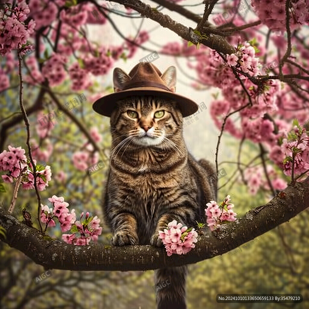 樱花树下的猫