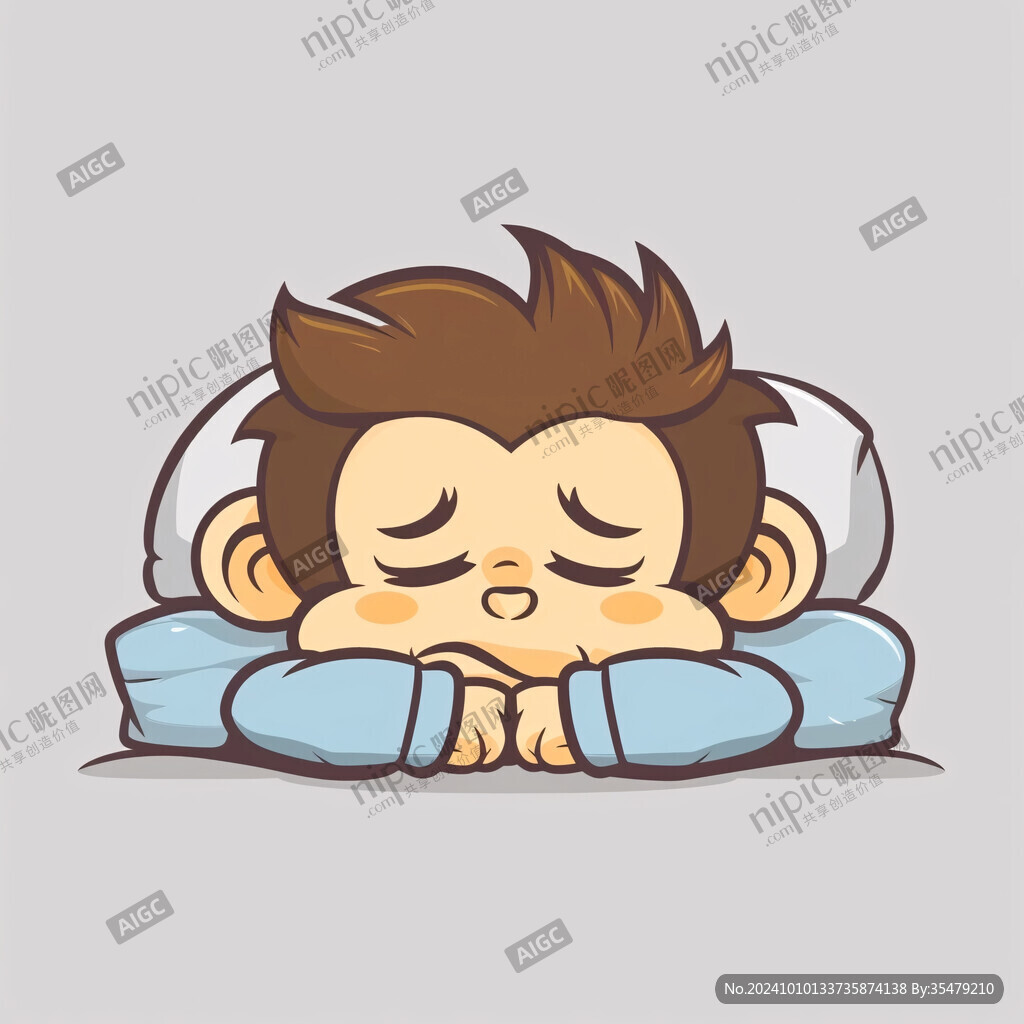 卡通瞌睡娃娃瞌睡男孩