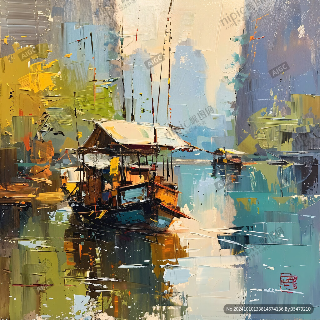 吊脚楼油画
