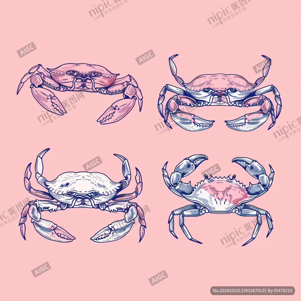 螃蟹插画线稿