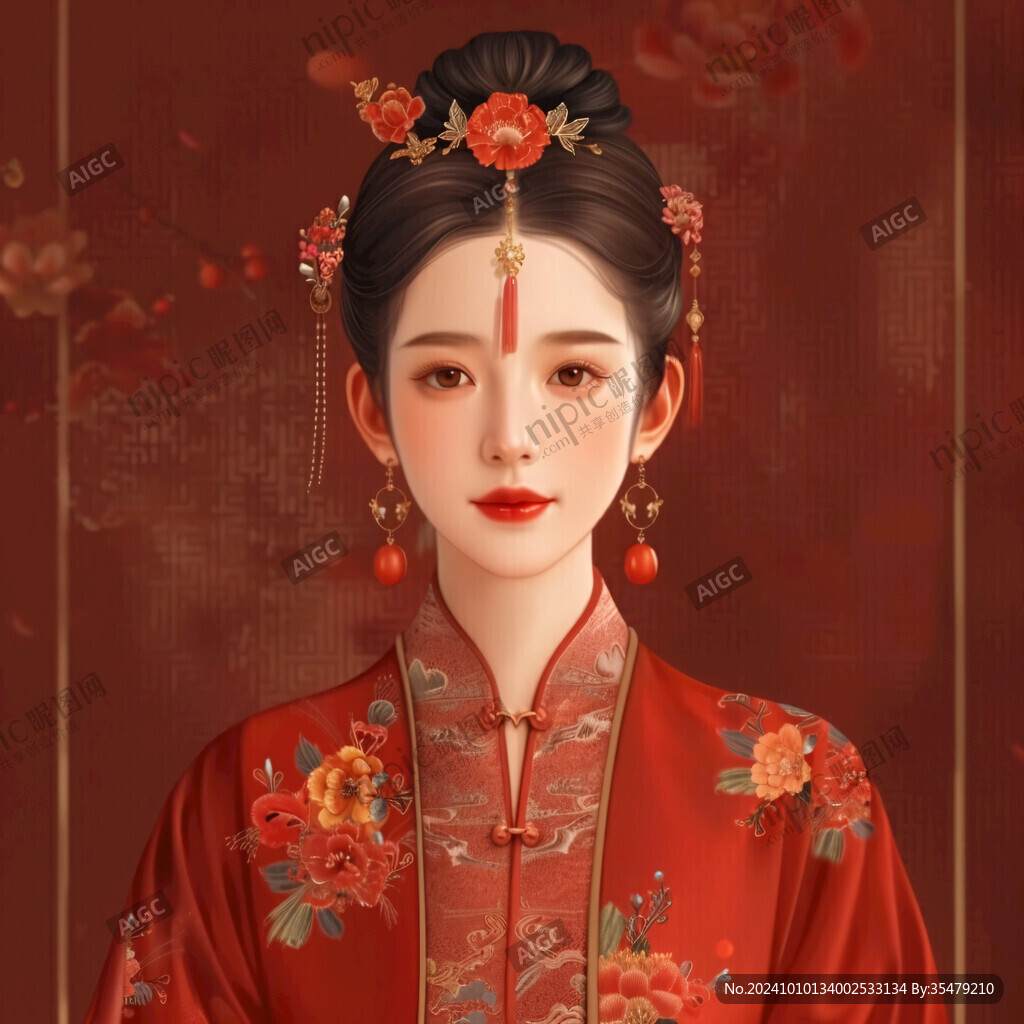 中式新娘插画