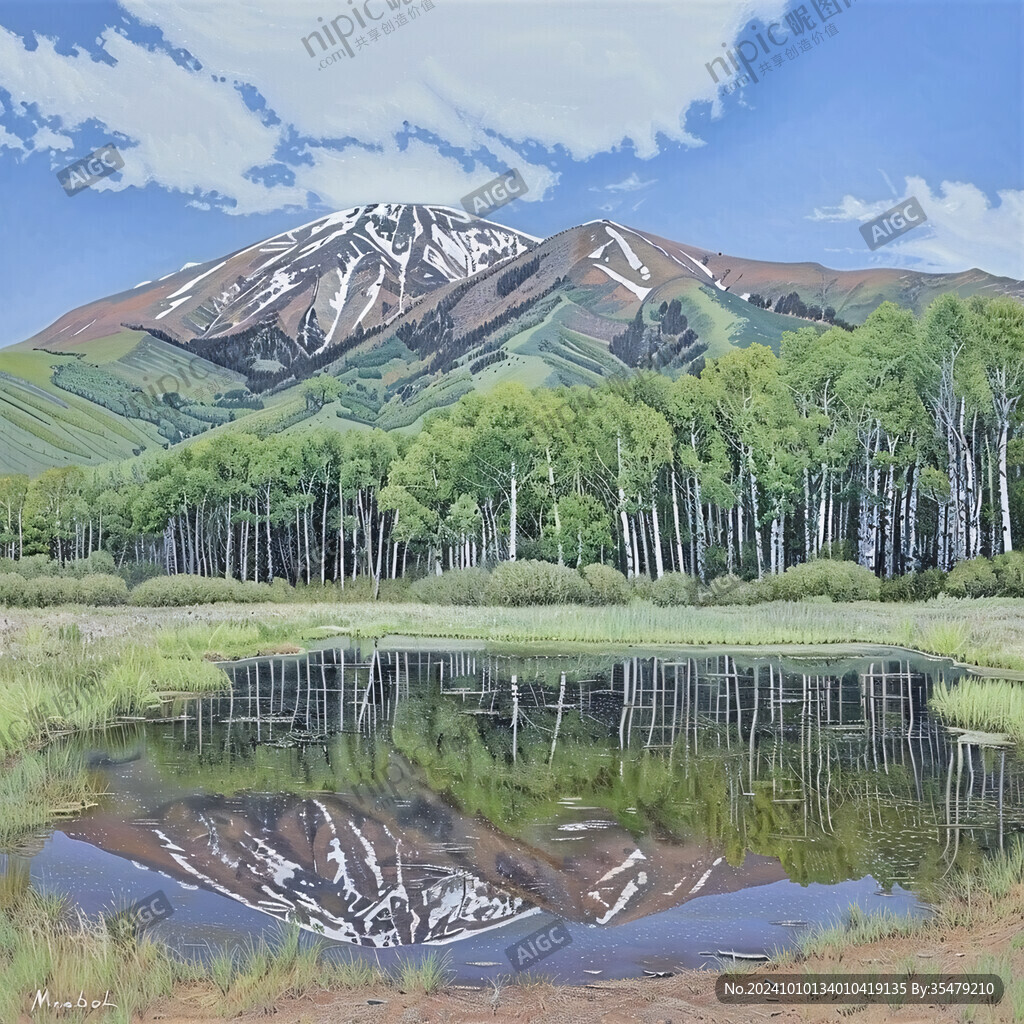 白桦林风景画