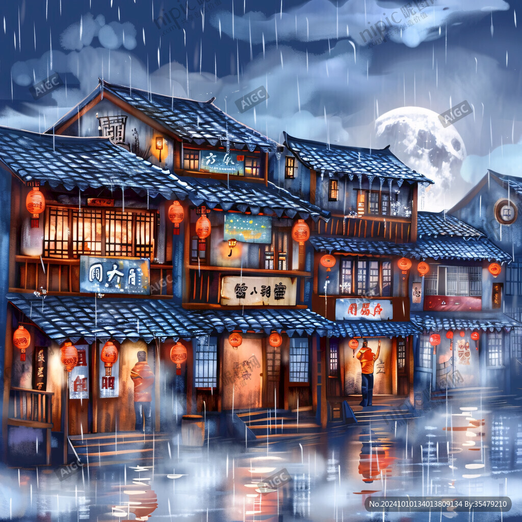 雨巷插画