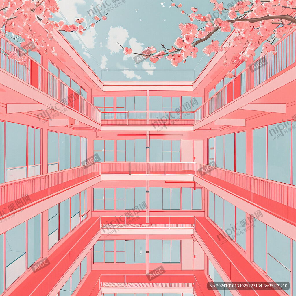 赏樱楼插画