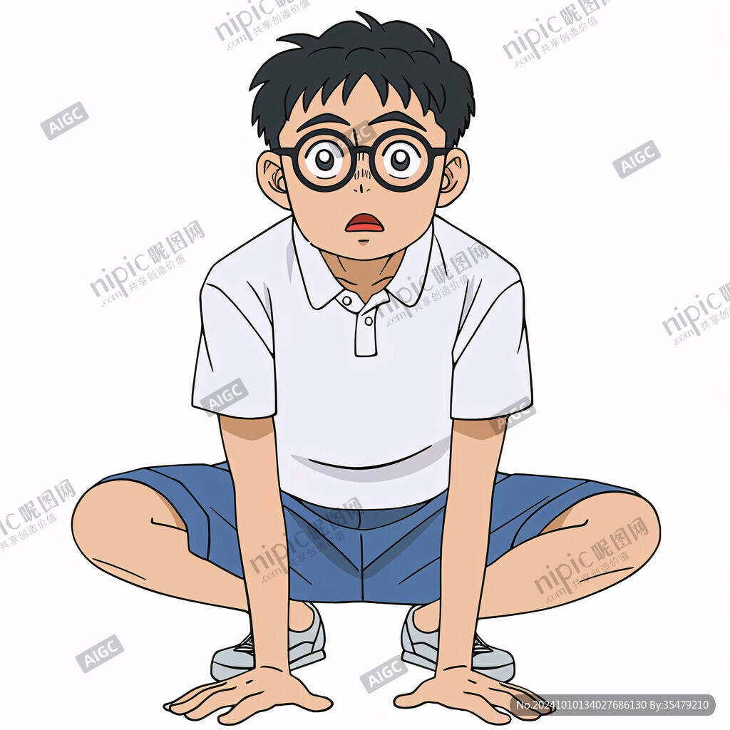 蹲坐人物卡通形象