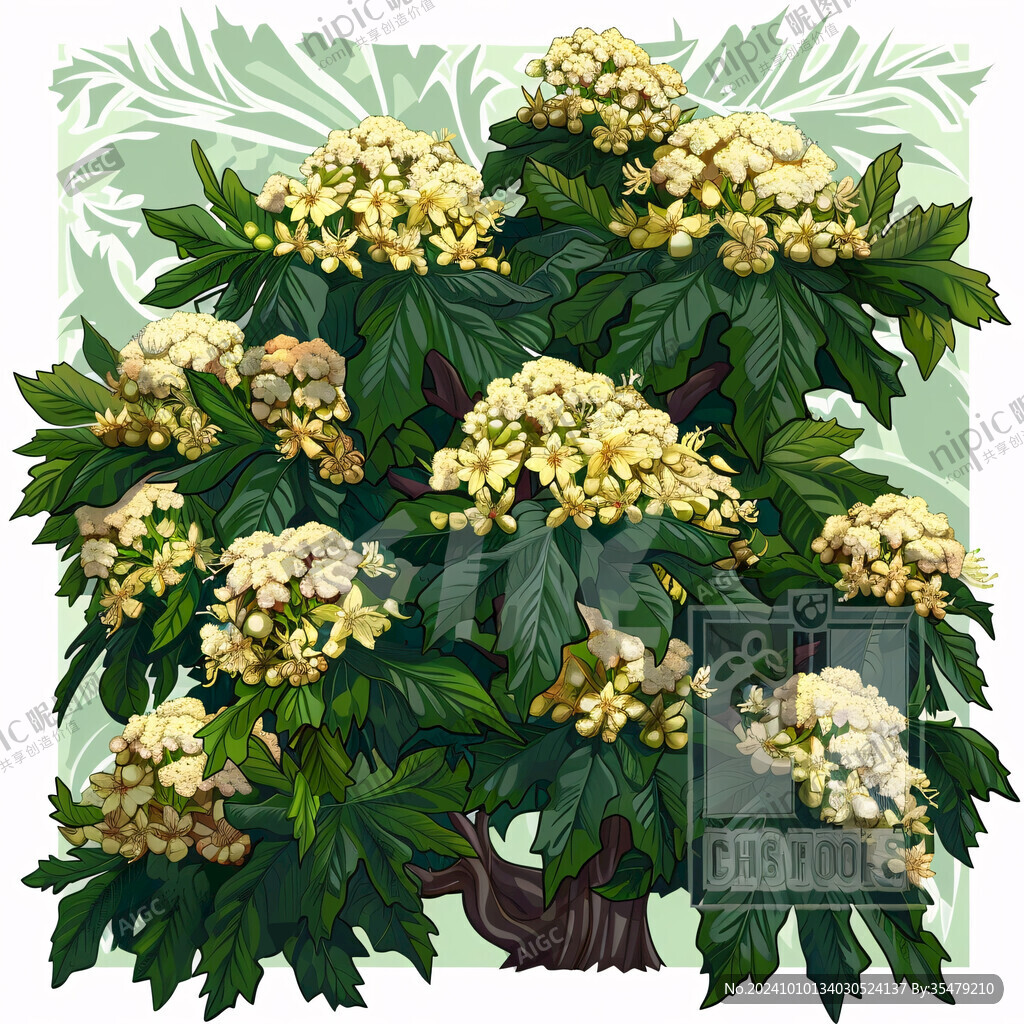 龙眼树花枝花簇