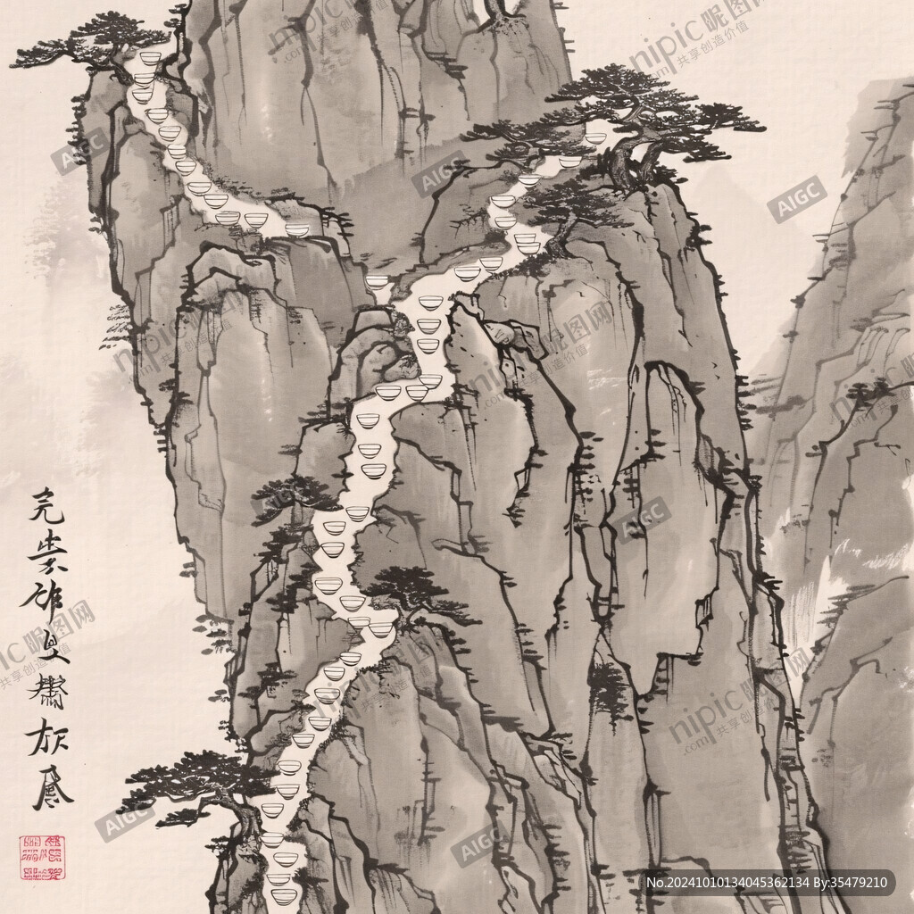 迎客松手绘