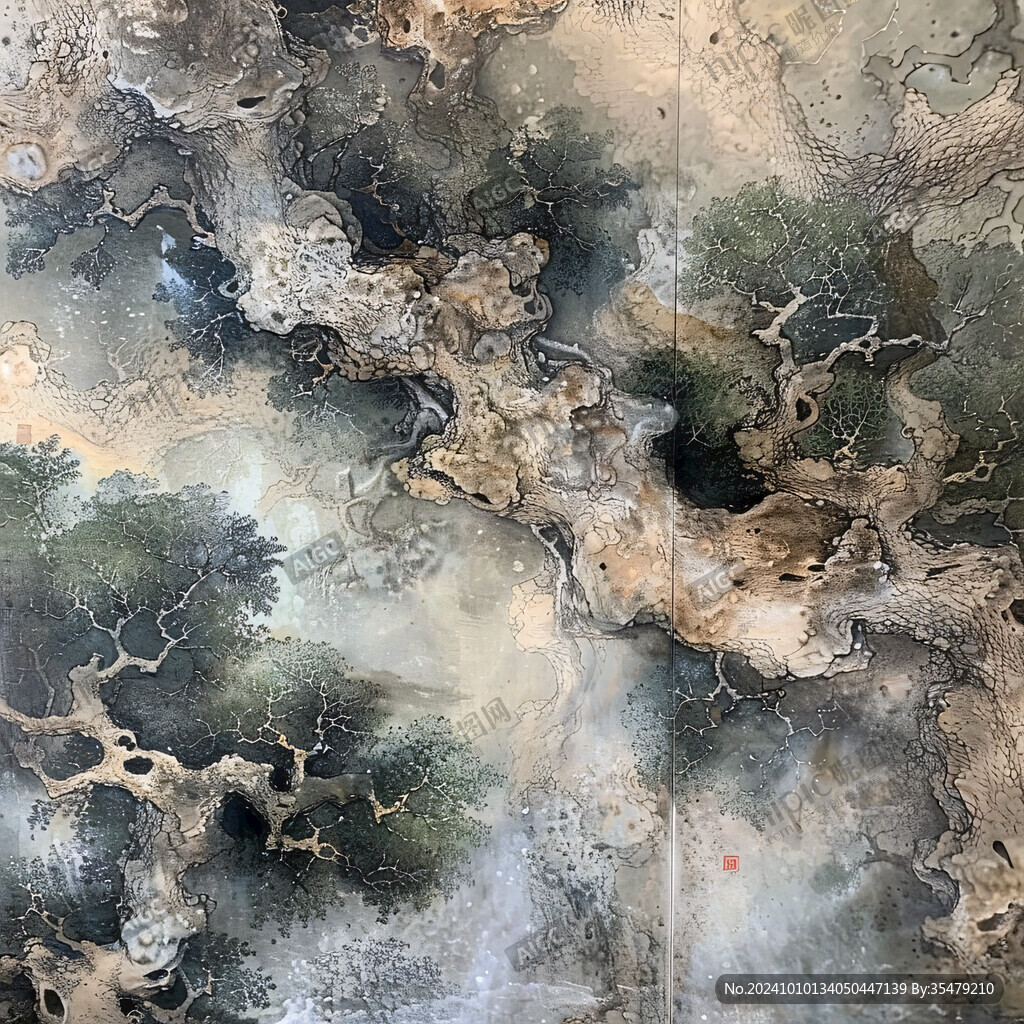 水彩画肌理彩墨艺术画
