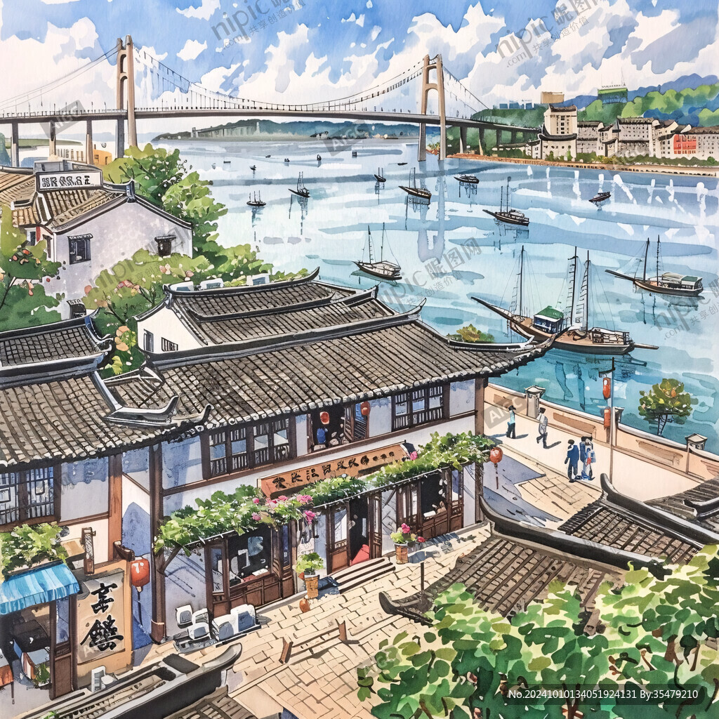 旱码头插画