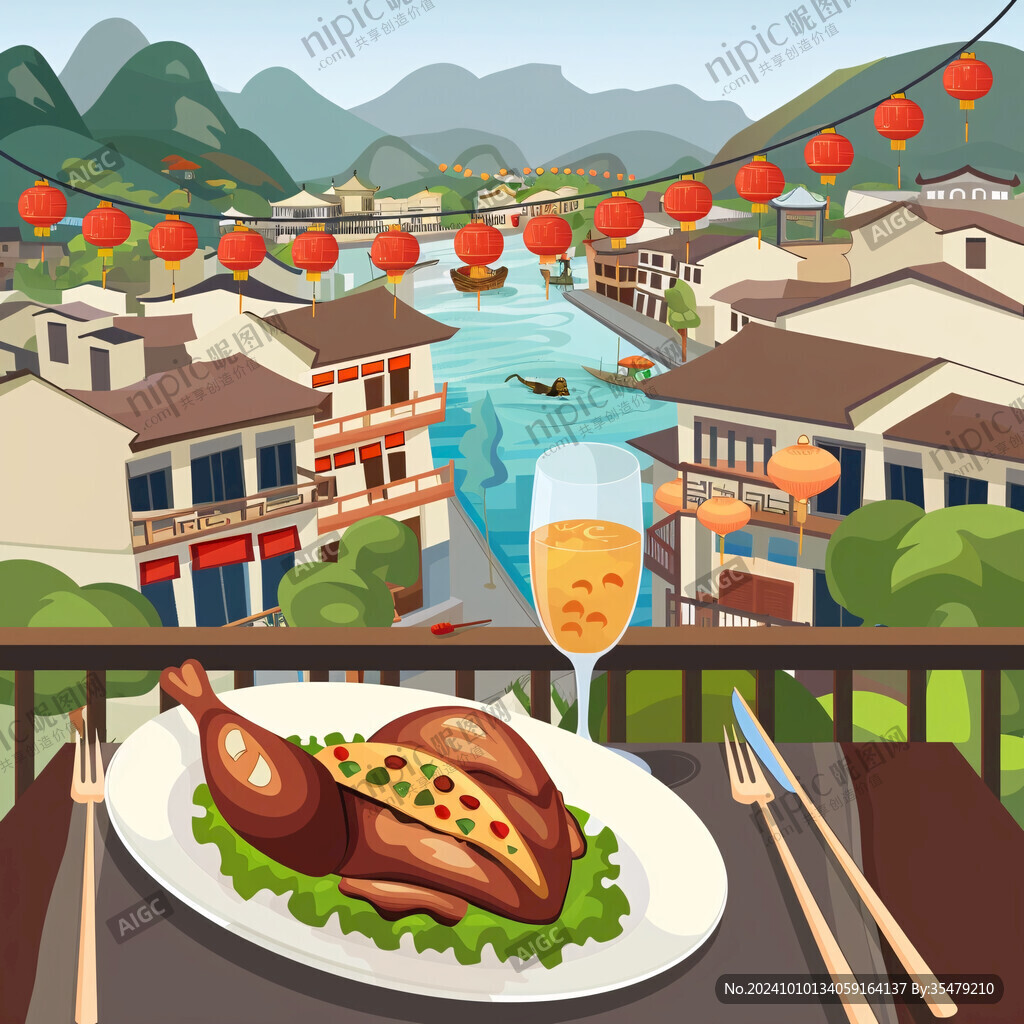 河沿肉饼插画