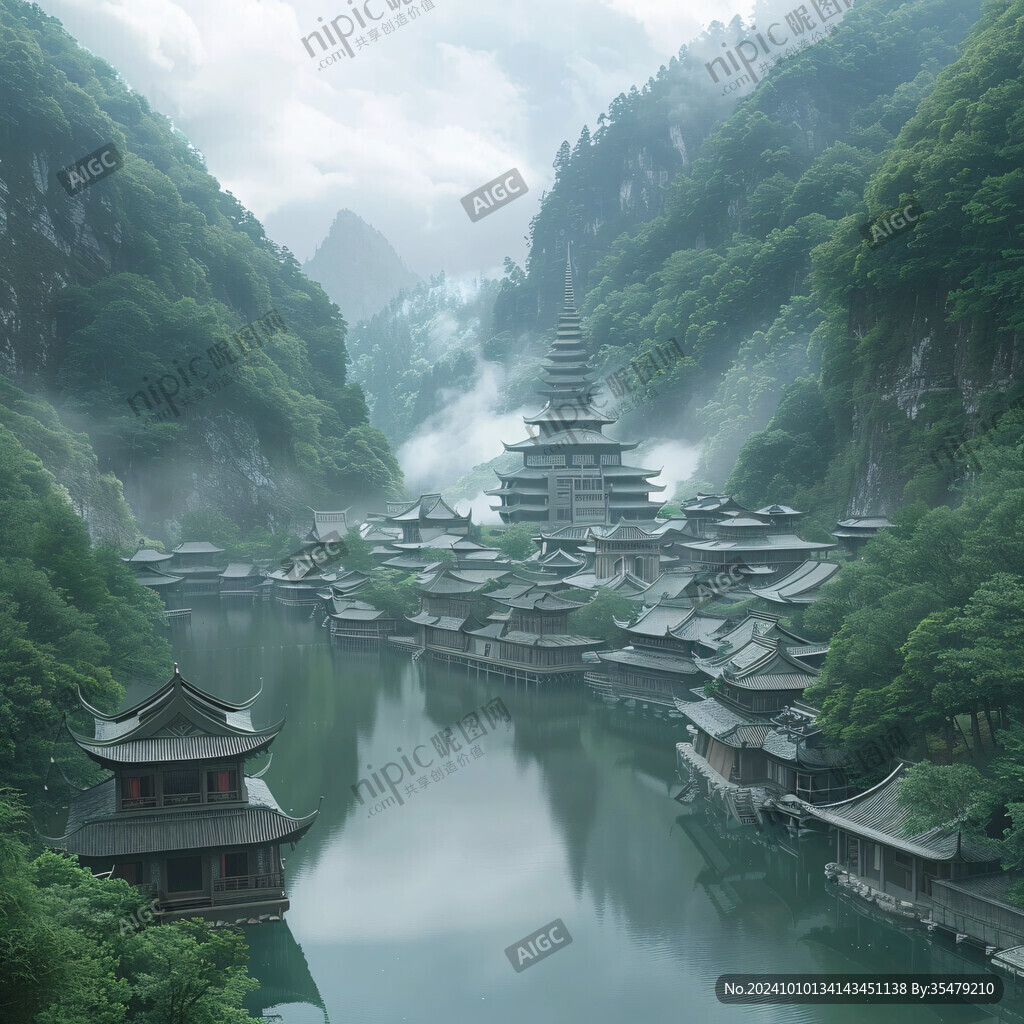 宫殿楼阁仙境仙人大殿