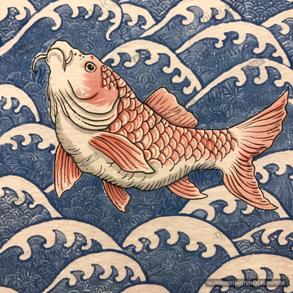日式海浪鲤鱼
