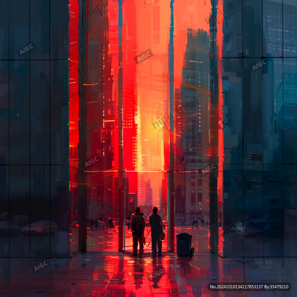 插画城市夕阳