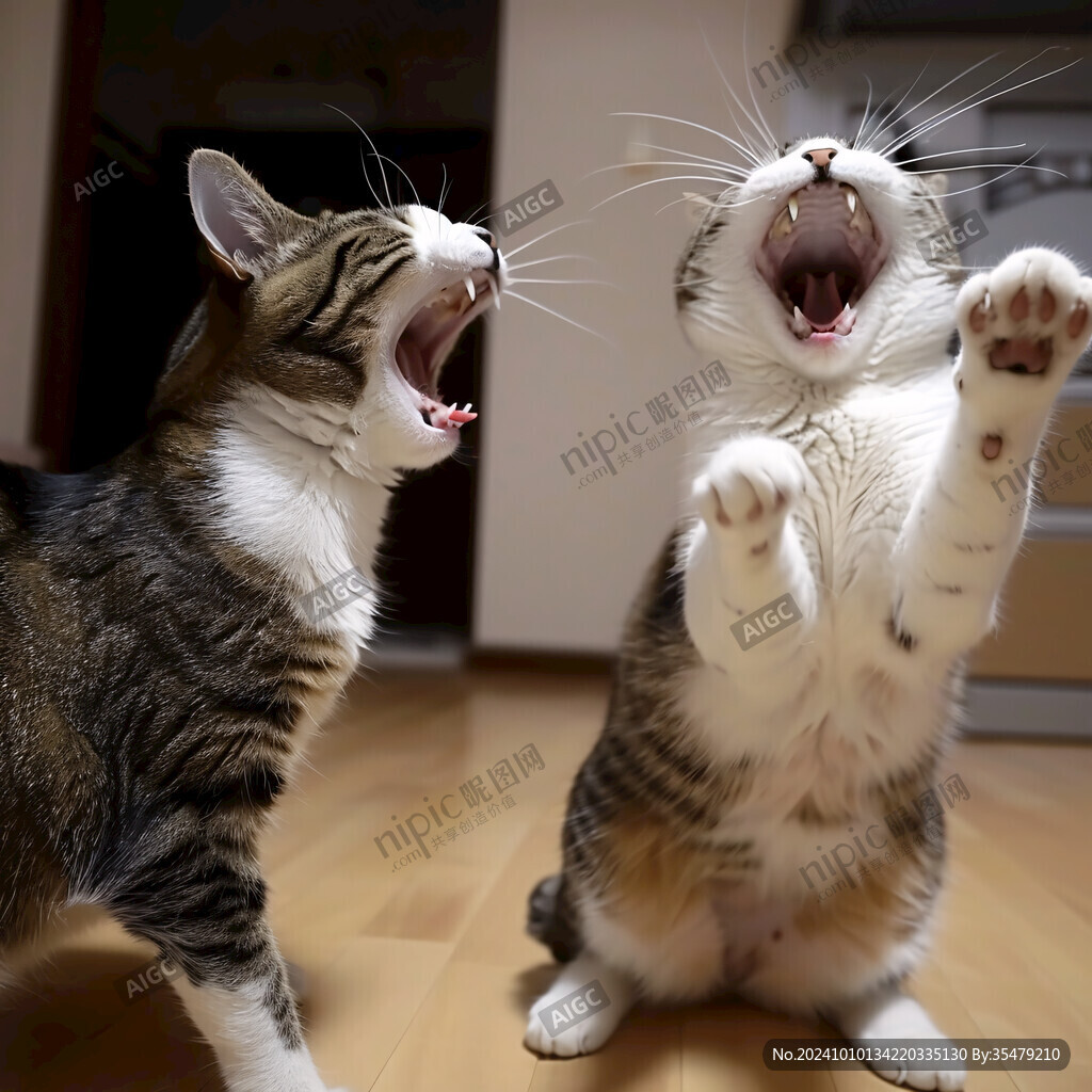吼叫的猫咪
