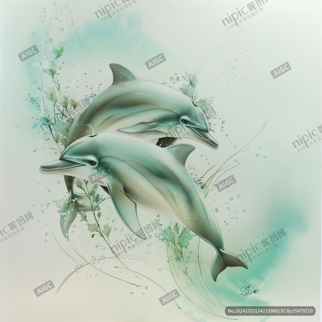 3d海豚卡通壁画
