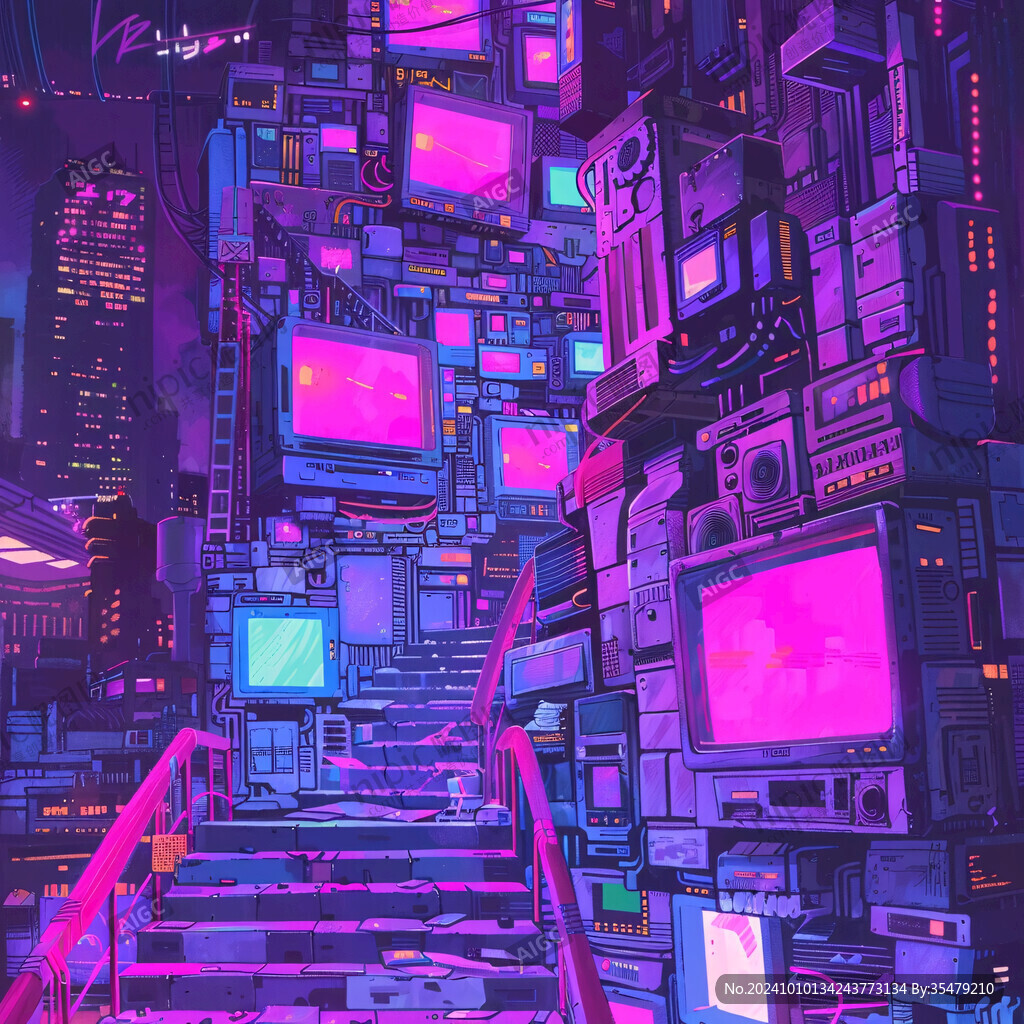 场景赛博插画