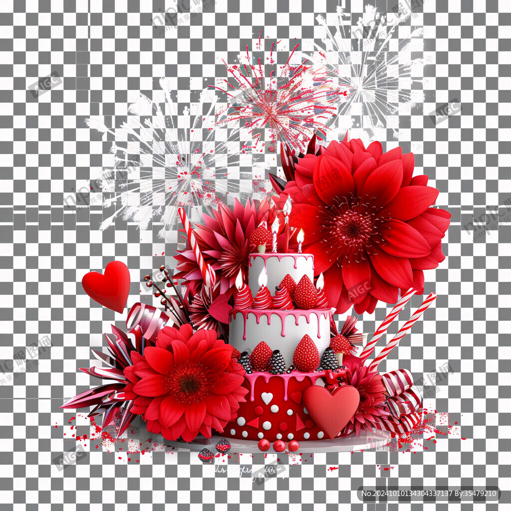 3d红色花