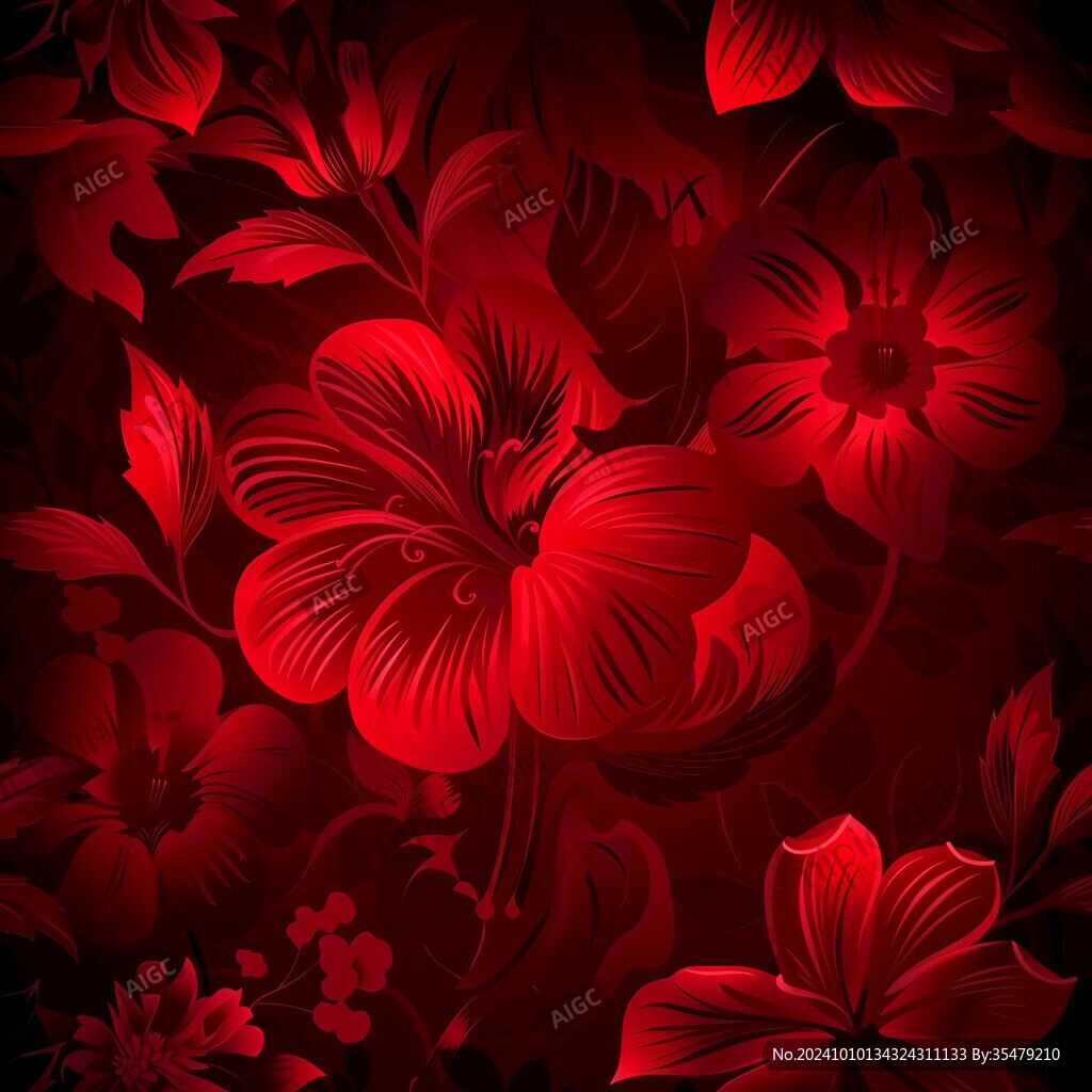 红色鲜花壁画