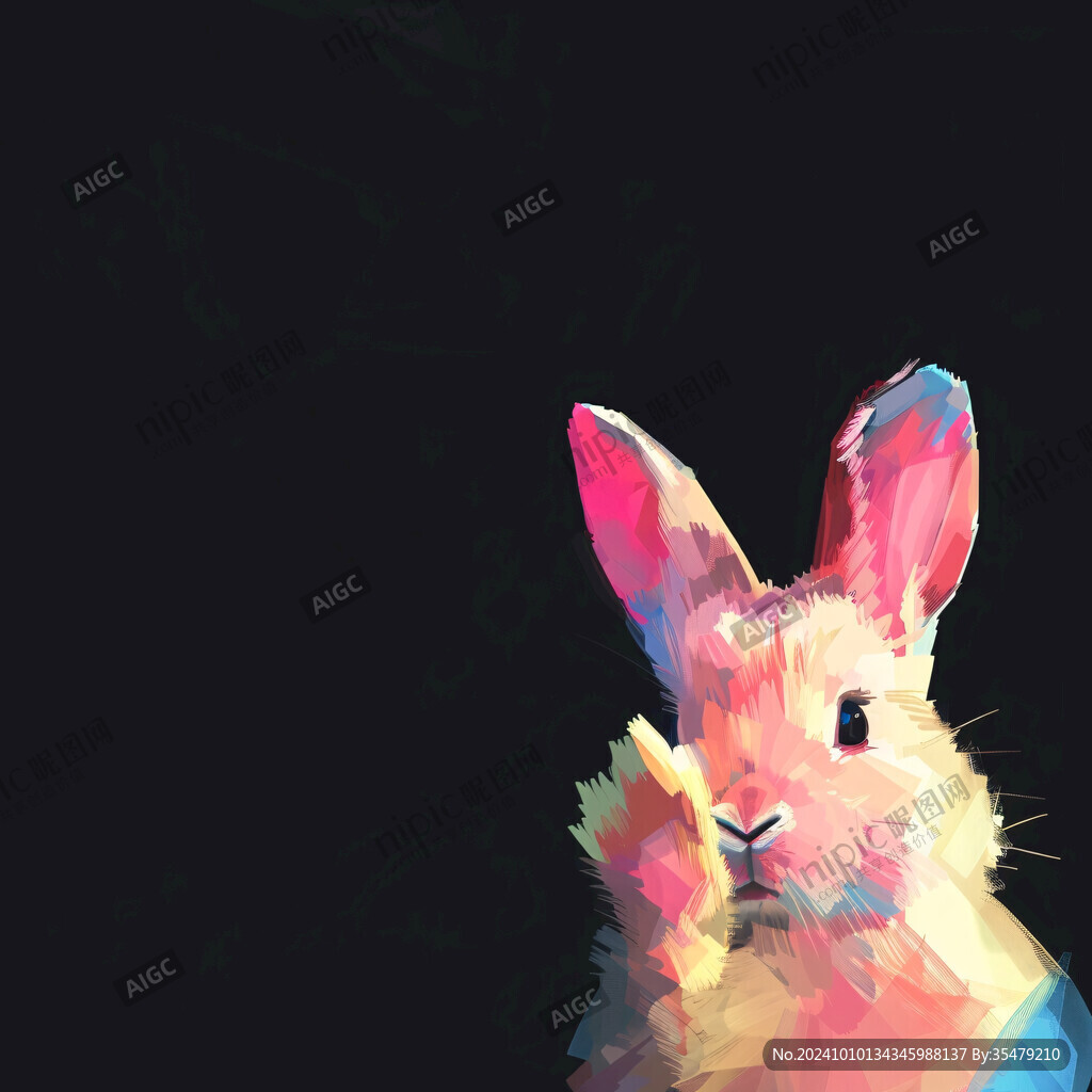 手绘兔子插画兔子