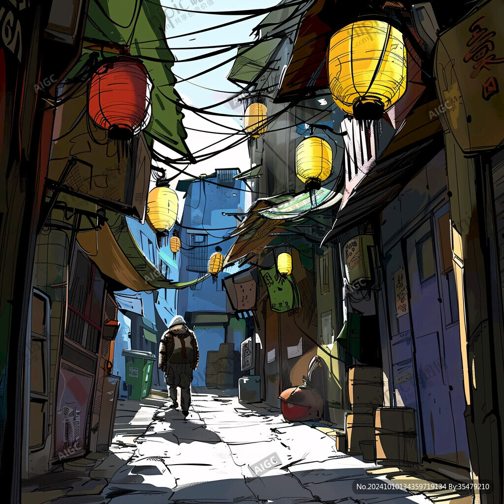 庙街插画