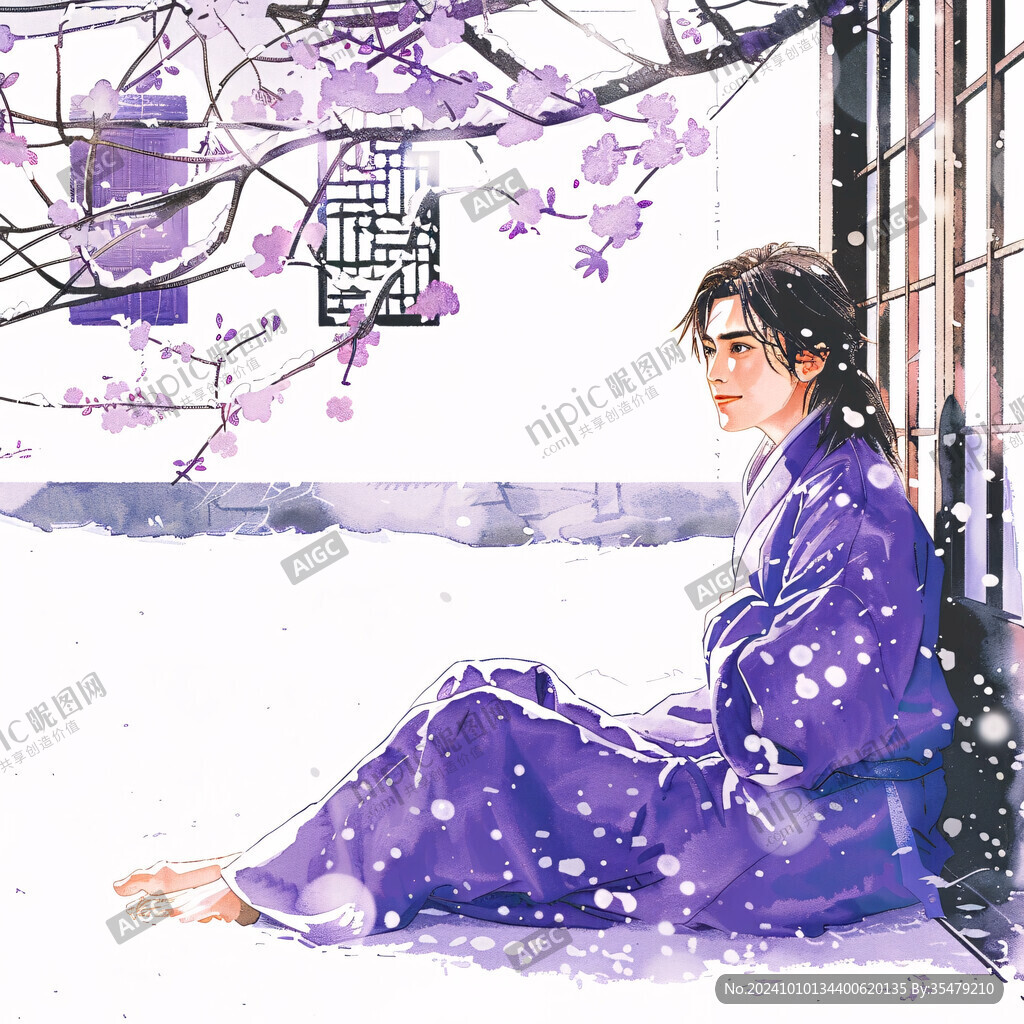 小说封面插画寒梅傲雪