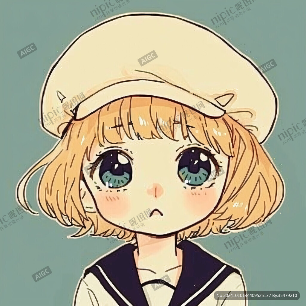 q版女孩戴帽子