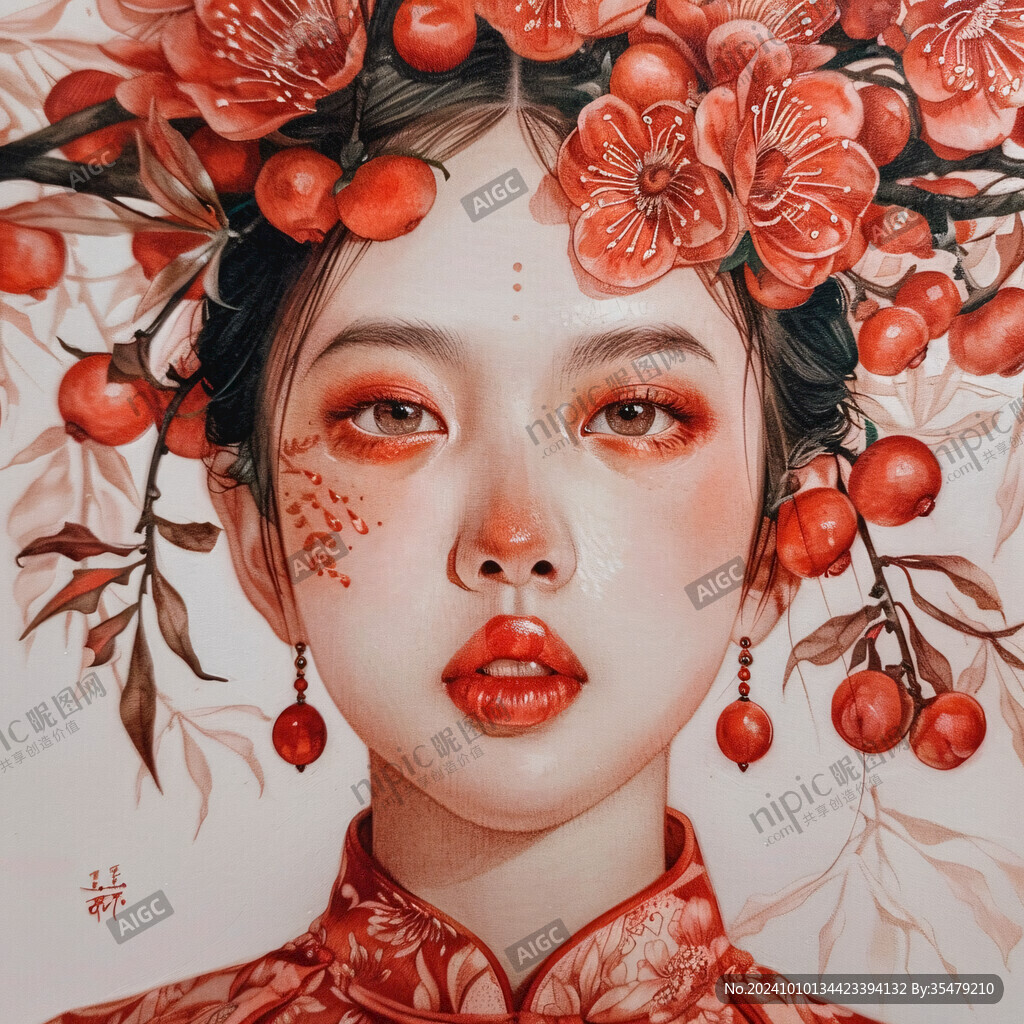 木棉花美女插画