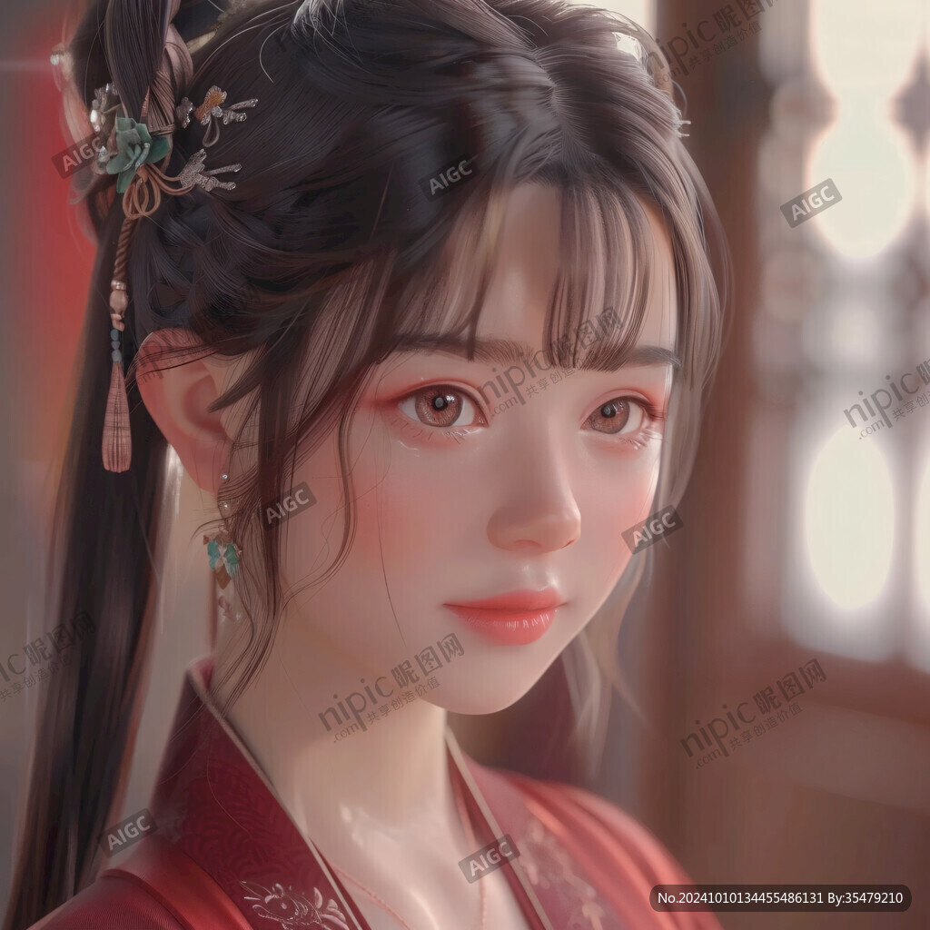 AI创作图cg插画 厚涂头像 cg绘画 cg绘画作品 插画半身像 写实人物设计 板绘人像 半身头像板绘 cg头像 红衣少女设计古风 厚涂手绘 ...