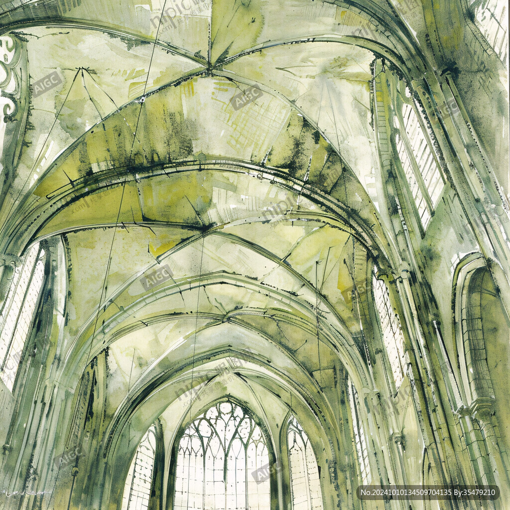 法国插画水彩建筑插画
