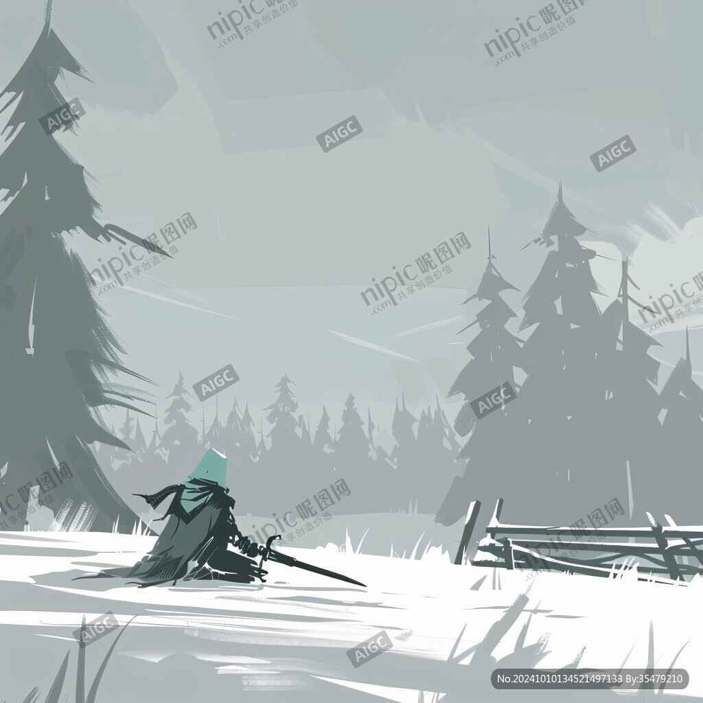 插画滑雪