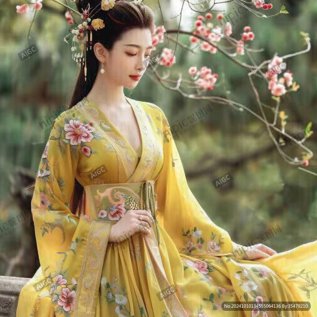 黄纱女长袍