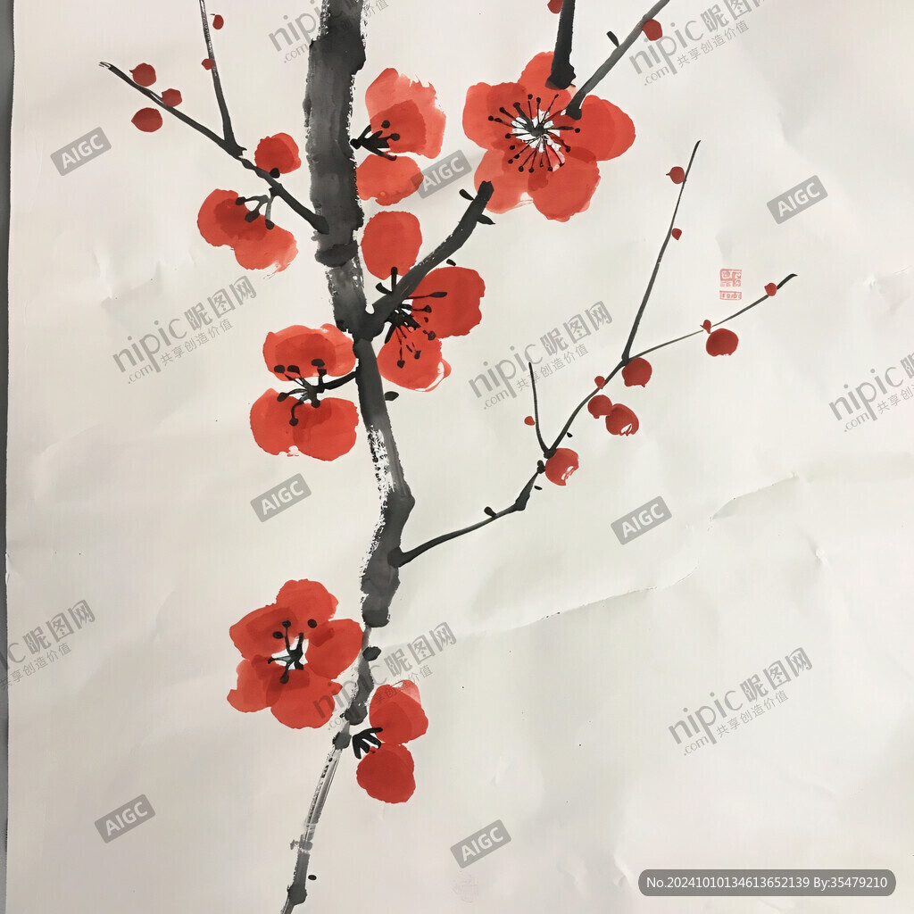 梅花水粉画