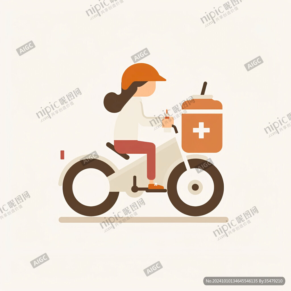 骑摩托车的女孩插画