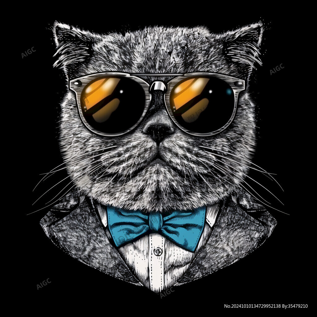 卡通猫戴眼镜的猫叔