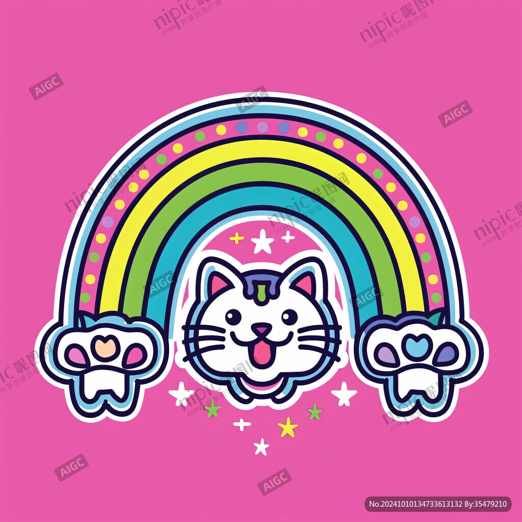 幸运小猫插画图案