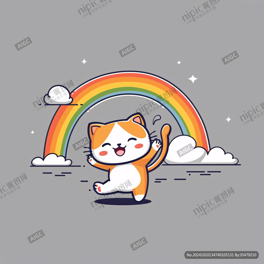 开心的猫插画