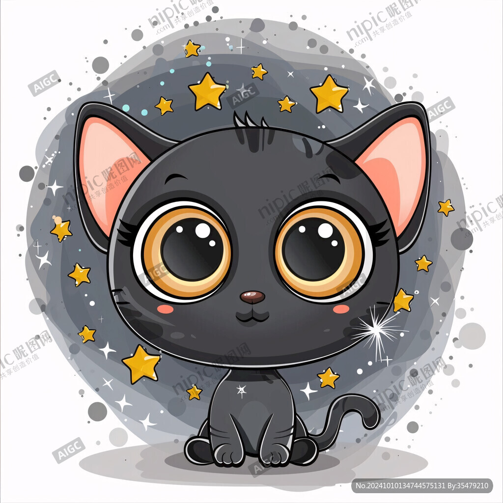 黑色猫猫星星海洋