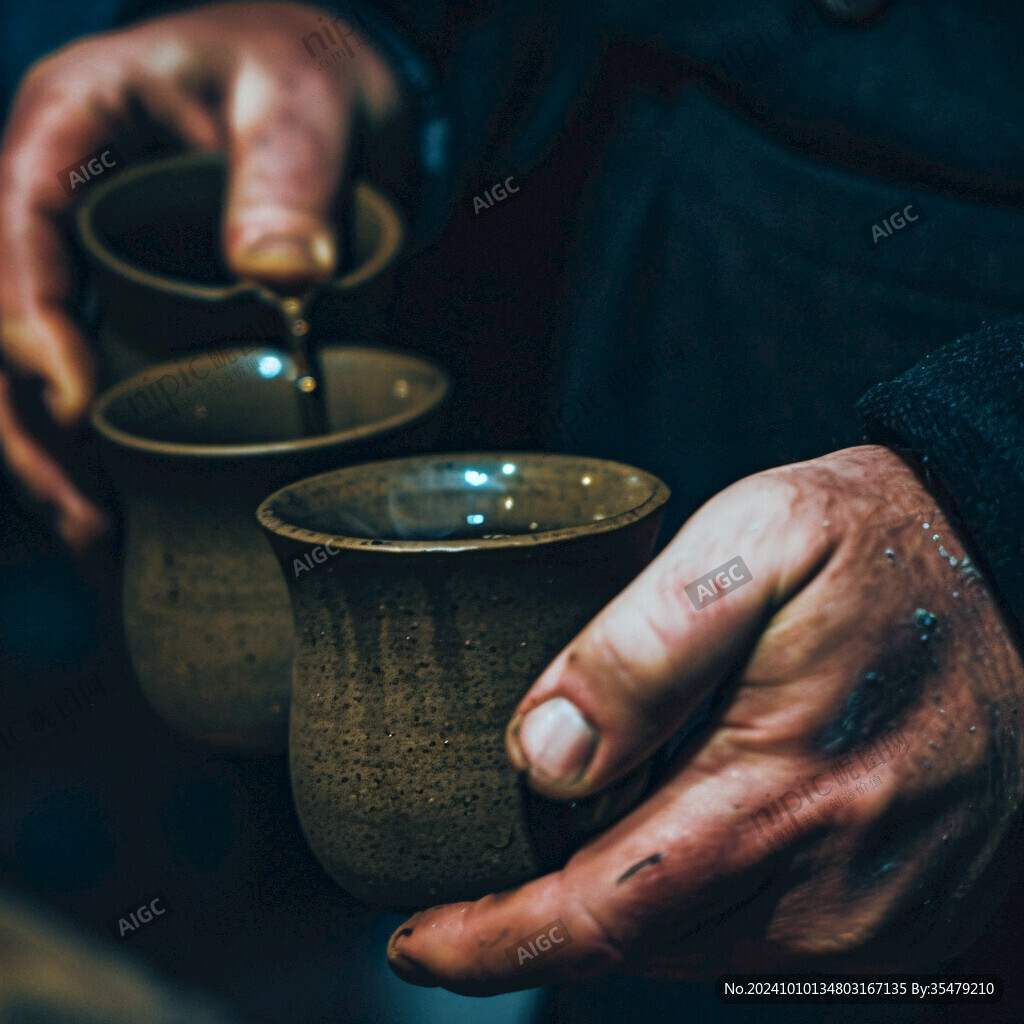 手持紫砂杯