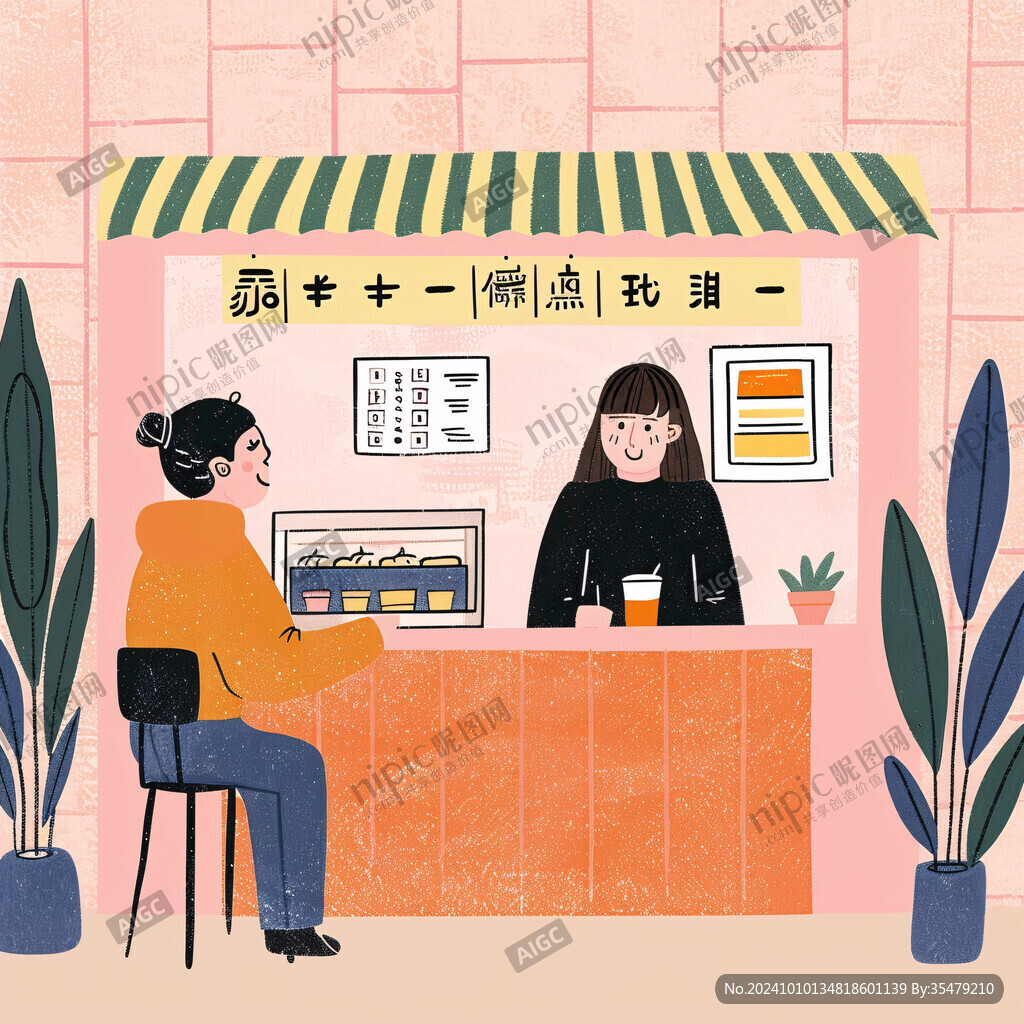 奶茶店插画