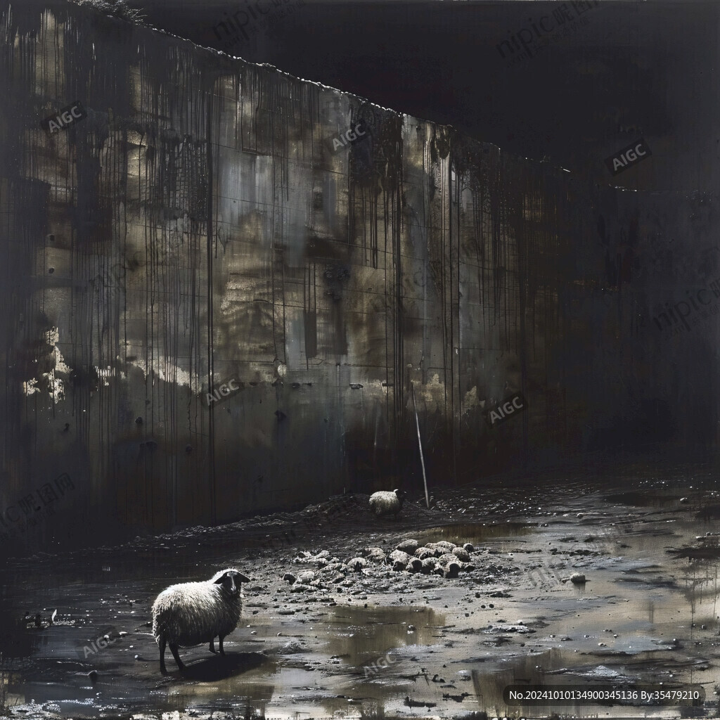 手绘山羊工作室装饰画