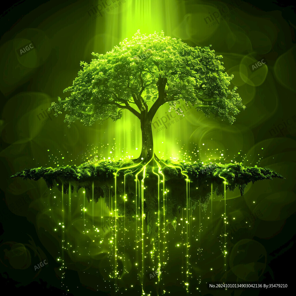 梦幻绿树背景