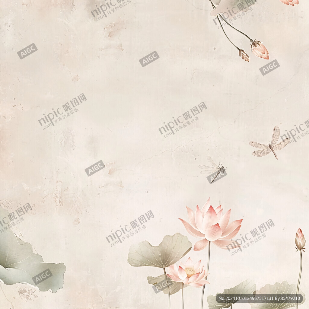 荷花手绘背景