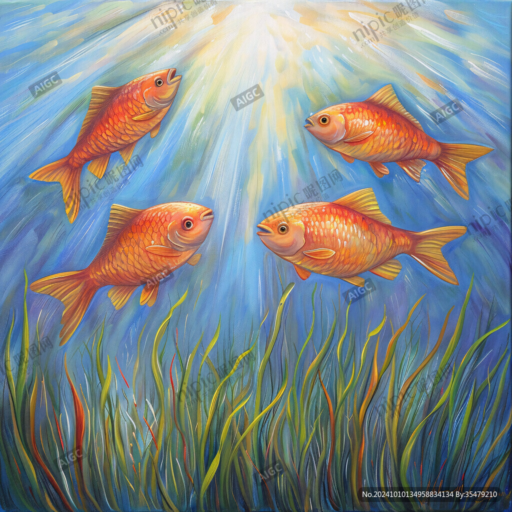 跃出水面的鱼装饰画