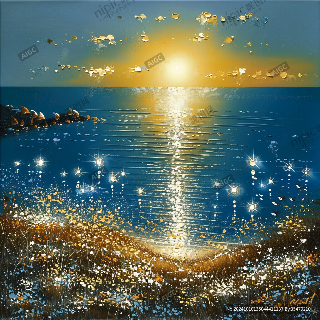 金光闪闪海面