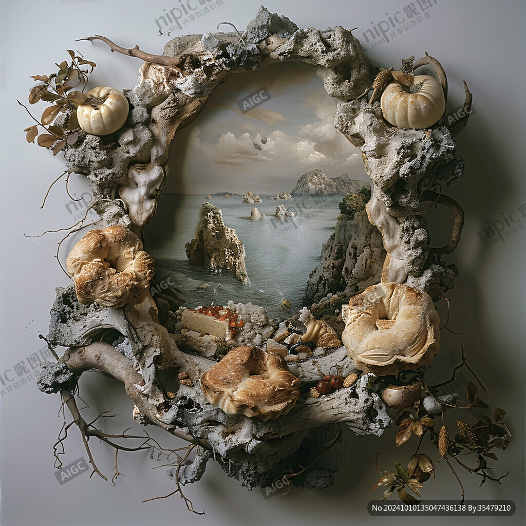 鱼干花3d立体浮雕画