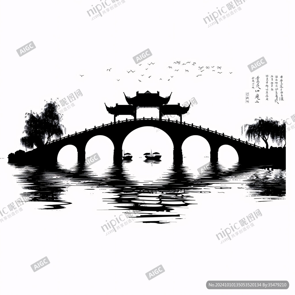 水墨江南小桥