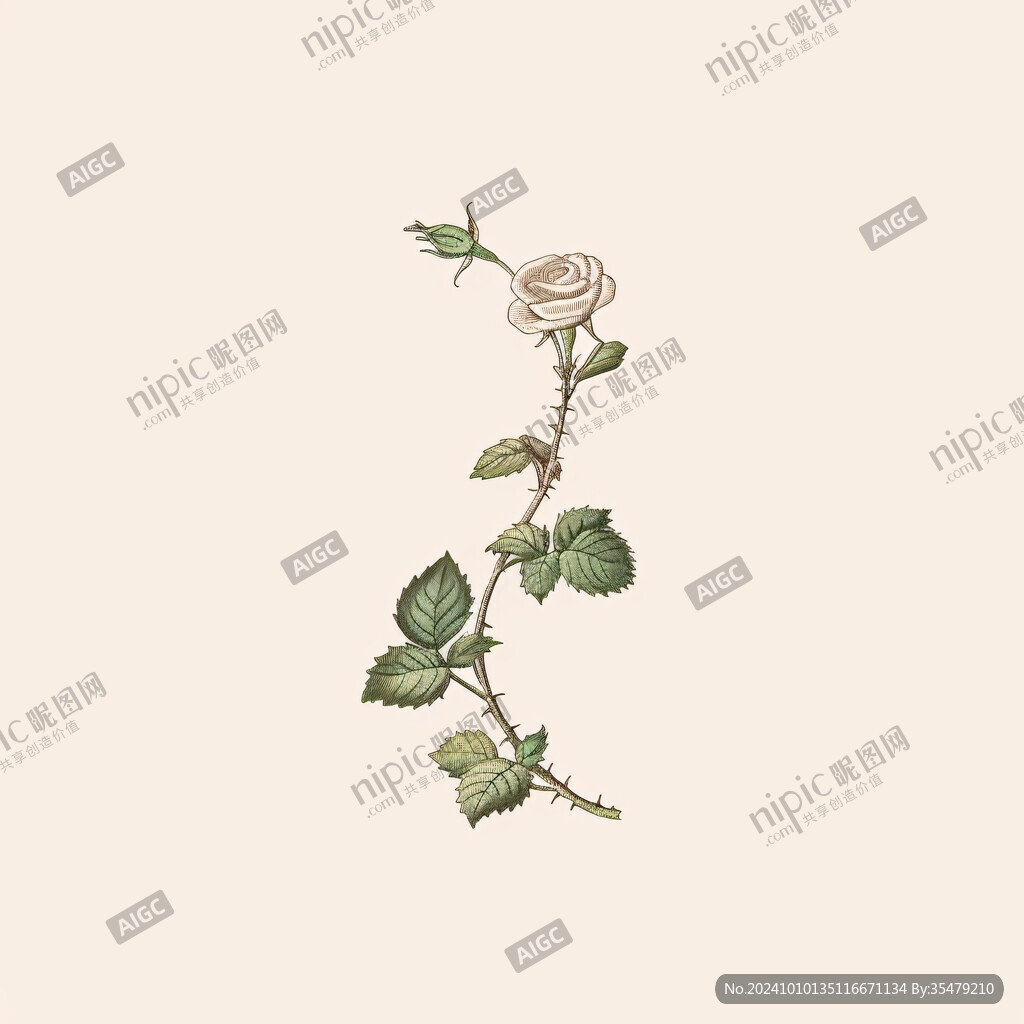 手绘玫瑰花苞